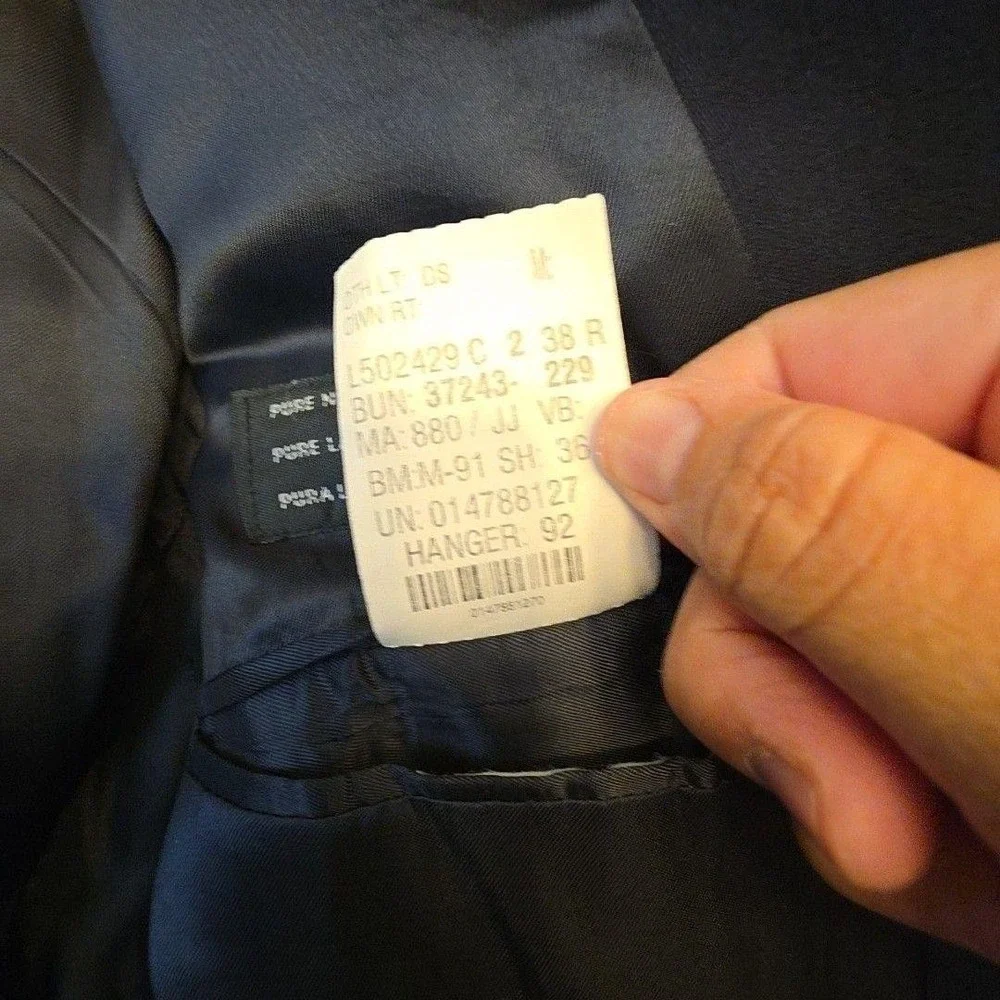 DKNY Suit Jacket Mens 38 Blue 100% Wool Canada Single Breasted Formal Business